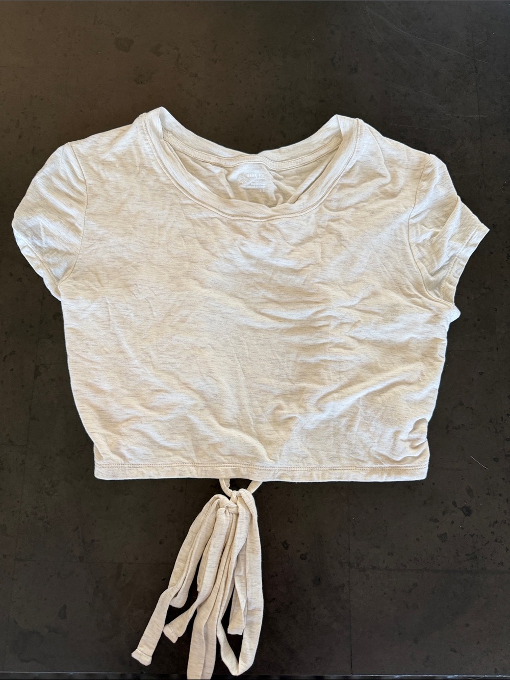 aerie Cream Tie-Front Short Sleeve Crop Top
